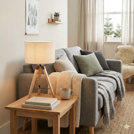 Portátil nórdica tela natural estilo trípode E27 70CM Portátil nórdica tela natural estilo trípode E27 70CM