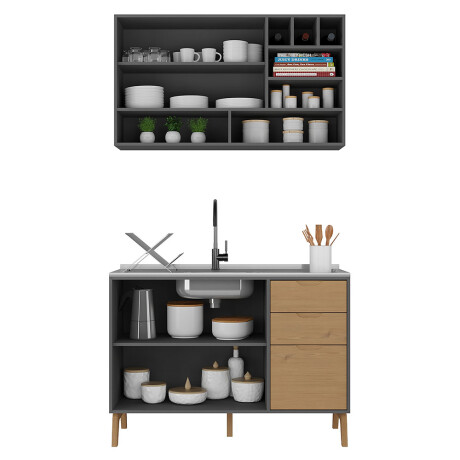 Aereo + Bajo mesada Linea Veneza Grafito/Miel