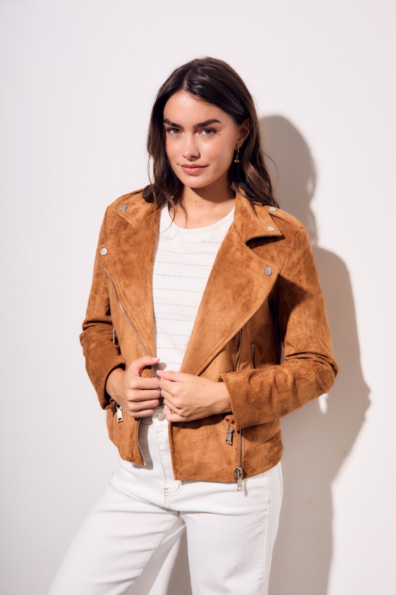Campera Gamuza Cuero Vegano - Camel 