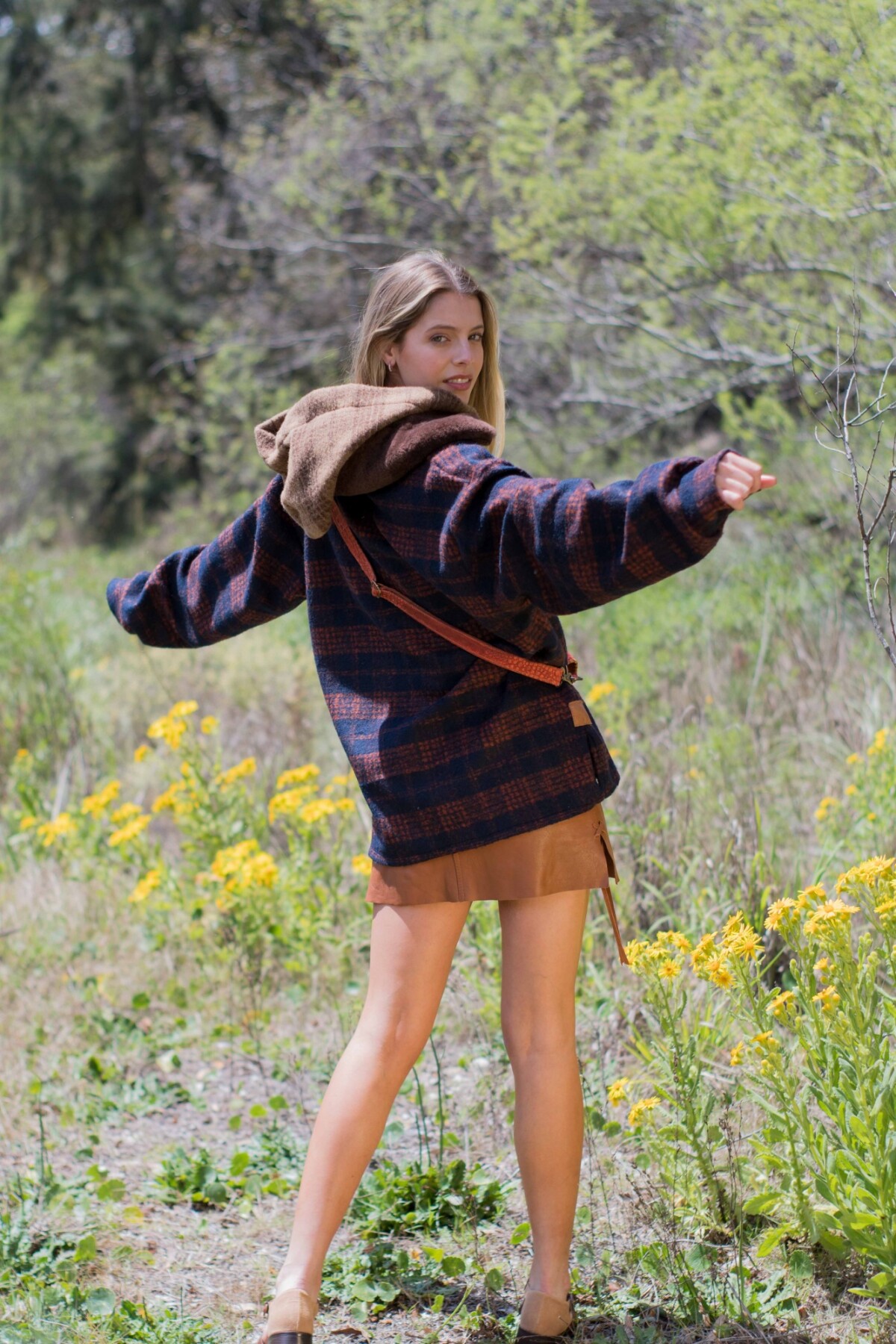 Buzo Crazy Bear Cuadrillé Terracota Y Azul