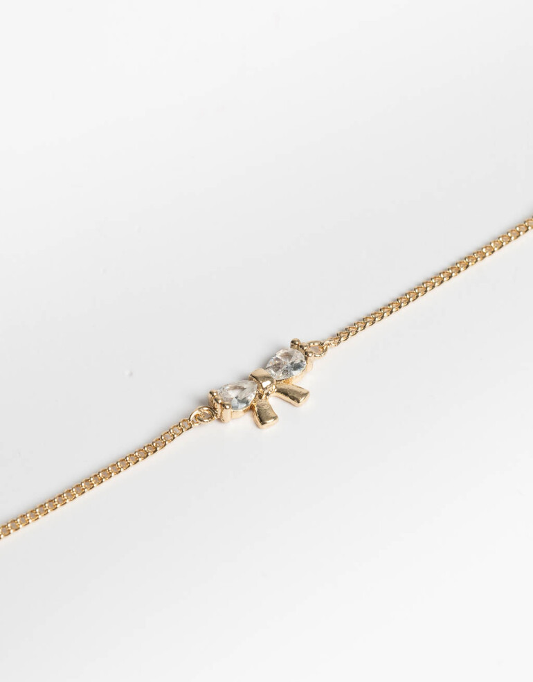 Pulseras Flexibles Strass Pulsera Flexible Con Dije De Moño - Dorado