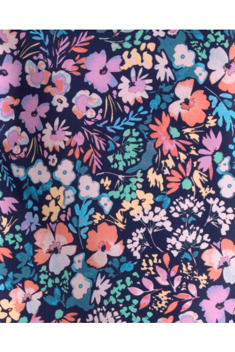 Malla de baño dos piezas, manga larga, con protección UPF 50+, diseño floral. Talles 3-24M Sin color