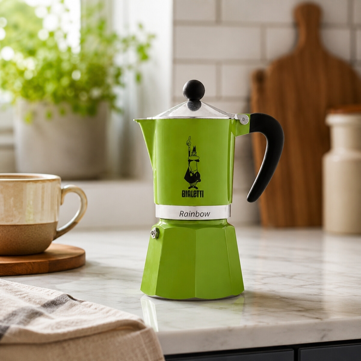 Cafetera Moka Rainbow Verde 270ml 6 Tazas Bialetti 