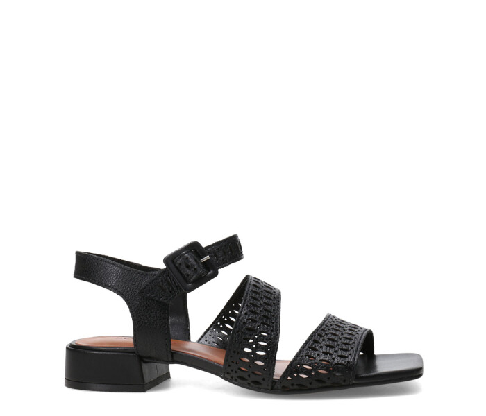 Sandalias de Mujer Bottero Cuero Calado Negro