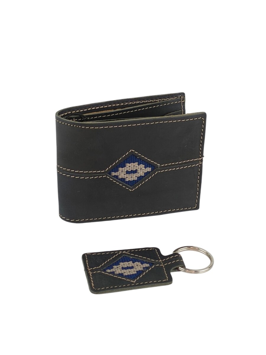 Set de billetera con guardapampa y llavero - Negro 