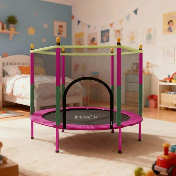 Cama Elastica de 1.40M Trampolin Saltarin con Red Proteccion y refuerzo seguridad IMBACK Color Rosa Cama Elastica de 1.40M Trampolin Saltarin con Red Proteccion y refuerzo seguridad IMBACK Color Rosa