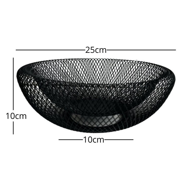 Frutero de rejilla doble pared D25x10,5cm NEGRO