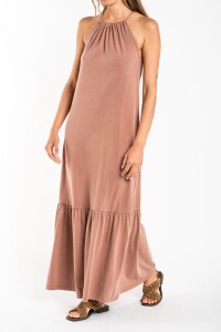 Vestido Algodon Lavado Gris Oscuro