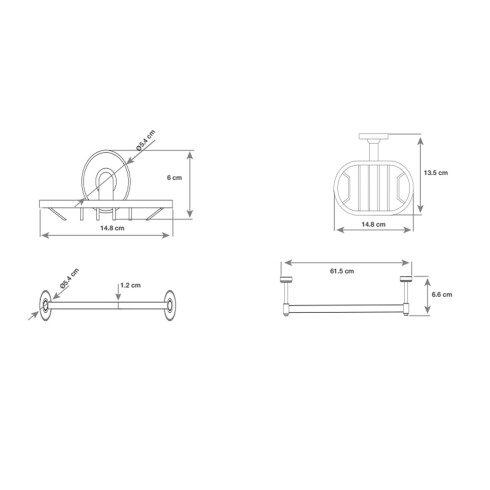 SET DE ACCESORIOS DE BAÑO ZINC CROMADOS REDONDO BRILLO CROMO CROMO