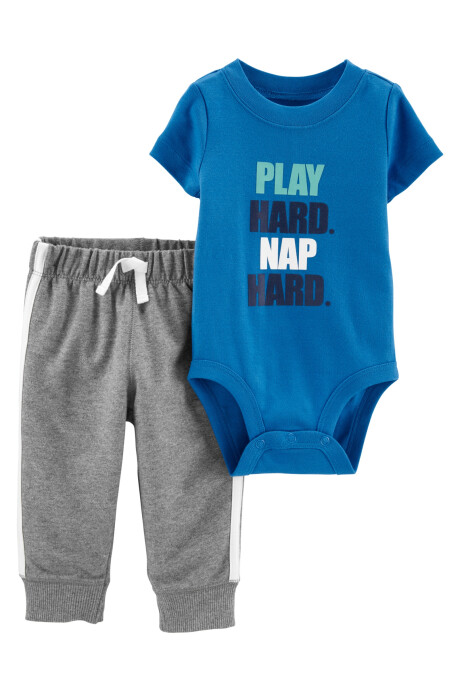 Set dos piezas de algodón, pantalón y body manga corta Sin color