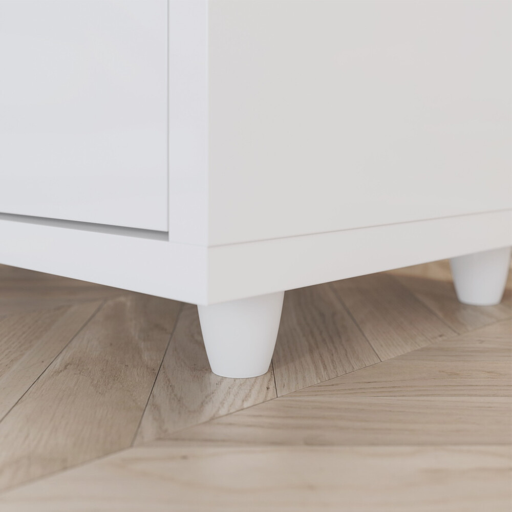 MESA DE LUZ O NOCHE CON ESPACIO Y DOS CAJONES BLANCO