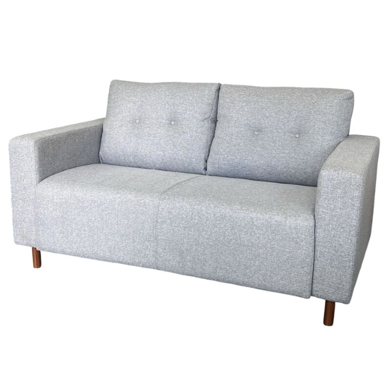 Sofa 2 cuerpos tela Gris Brillo con respaldo semi capitoneado Sofa 2 cuerpos tela Gris Brillo con respaldo semi capitoneado