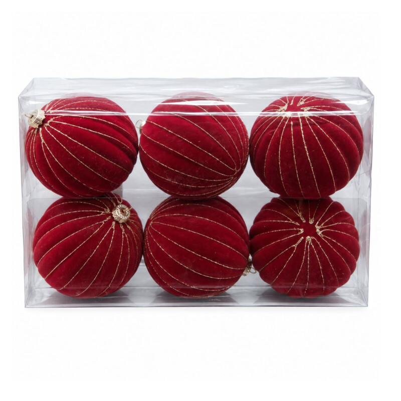 Esferas Navideñas Rojas Efecto Tercipelo x 6 Esferas Navideñas Rojas Efecto Tercipelo x 6