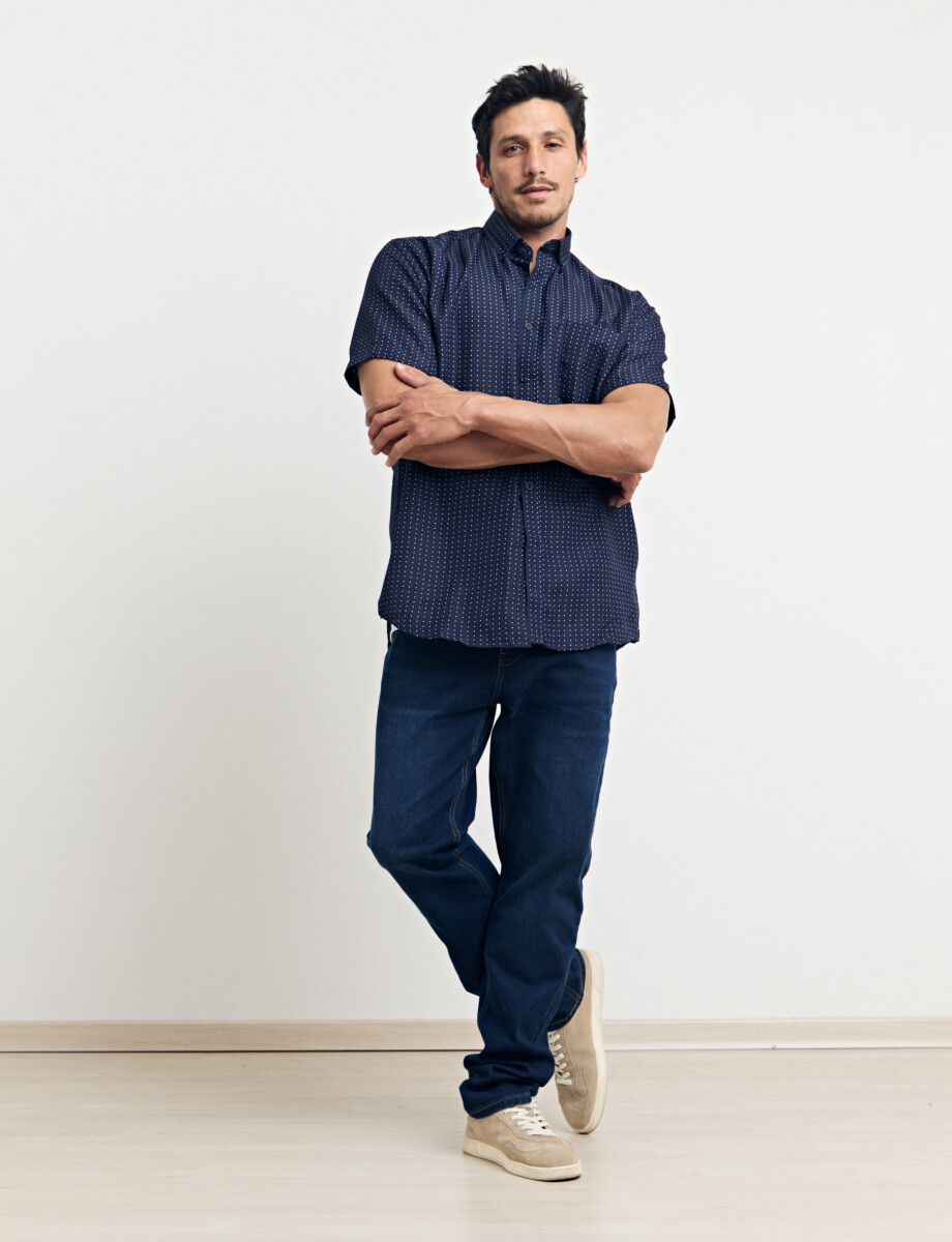CAMISA HARRINGTON LABEL - Azul Osc/rojo 