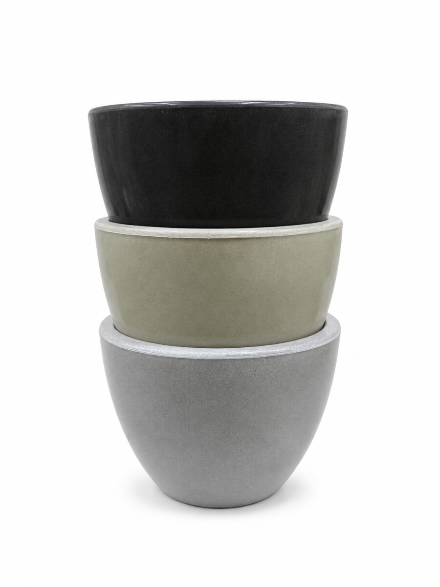 MACETA REDONDA BAJA PLASTICA 30X22 GRIS OSCURO
