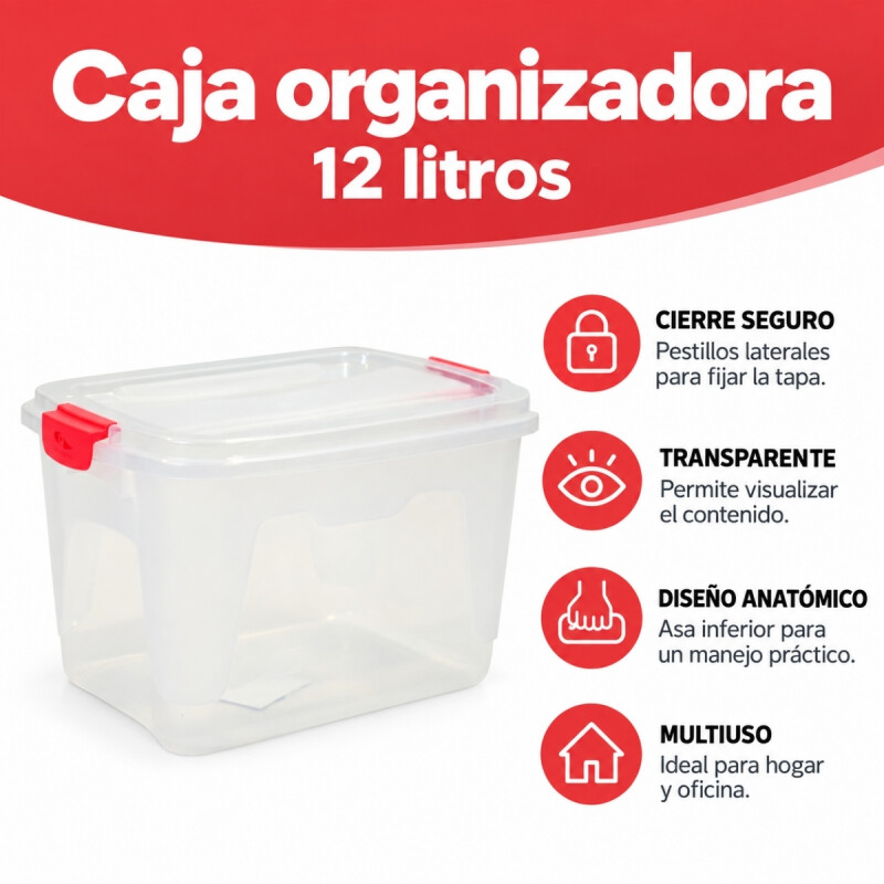 Caja organizadora 12 lts Alta TRANSPARENTE