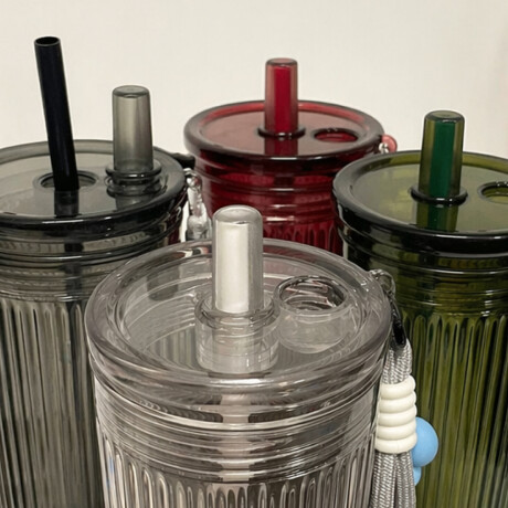 Vaso acrílico con sorbito y colgante flor 750ml Verde