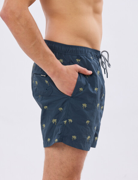 SHORT DE BAÑO BORDADO Azul