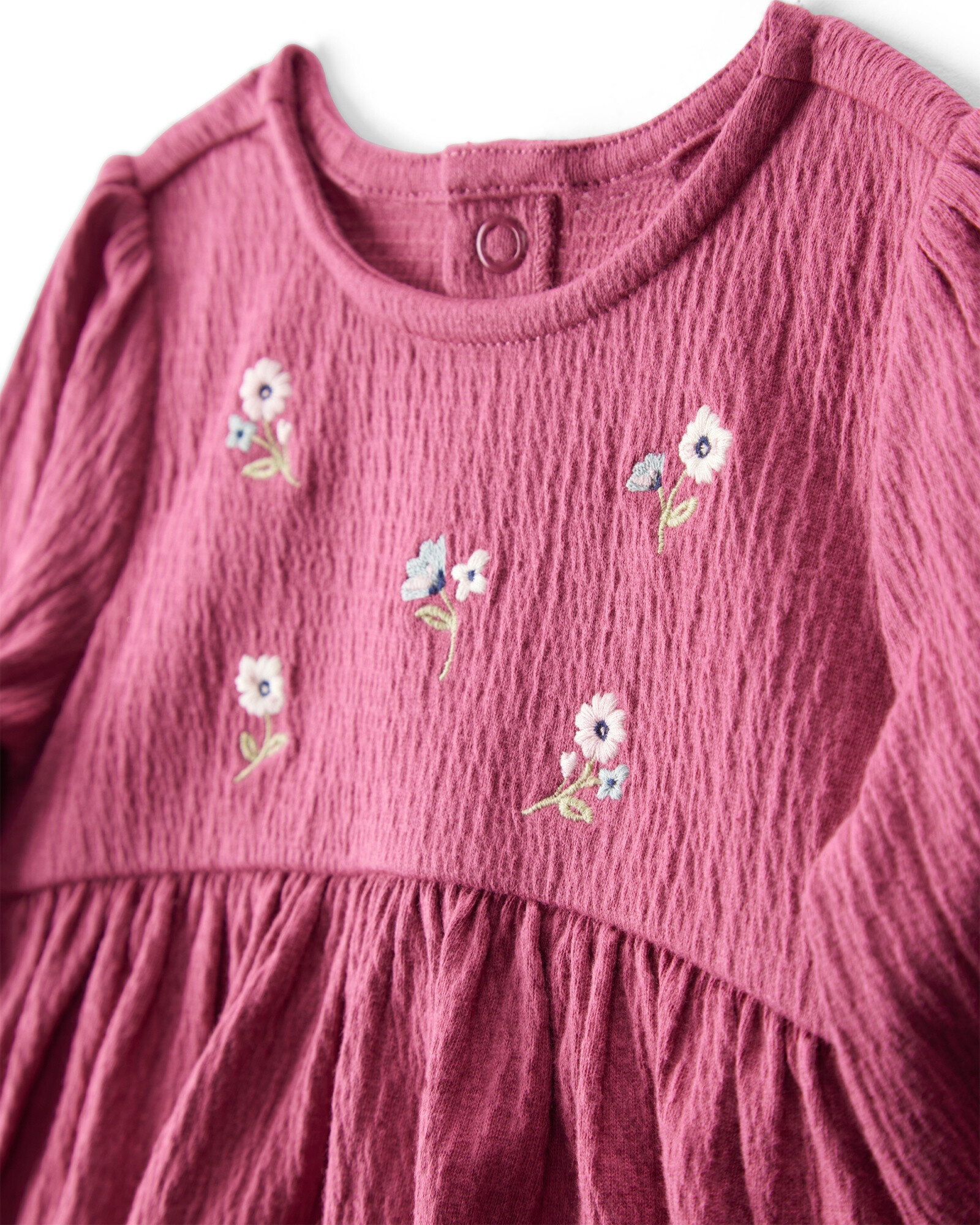 Vestido de jersey arrugado, con bordado floral Vestido de jersey arrugado, con bordado floral
