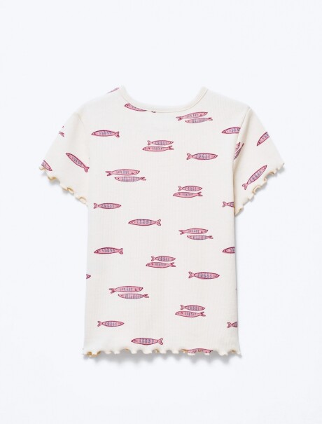 BLUSA MANGA CORTA INFANTIL CON ESTAMPADO BEIGE