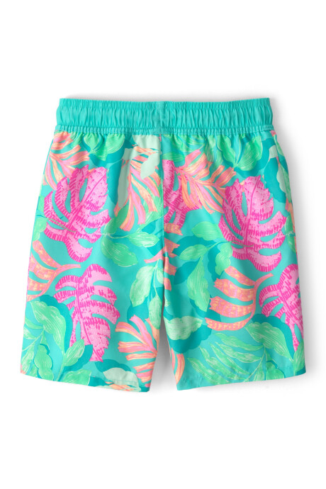 Short de baño con protección UPF 50+, verde, diseño tropical Sin color