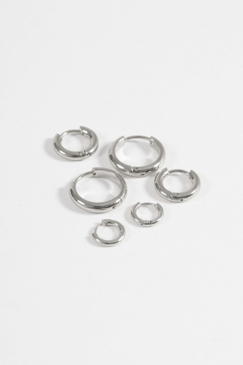 Set aros acero plateado