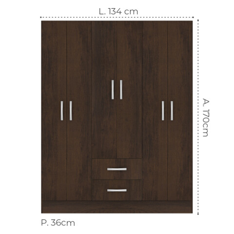 Combo de Dormitorio Armario Ropero de 6 Puertas, Respaldo C / 2 Mesas de Luz - MDP - FE - TABACO Combo de Dormitorio Armario Ropero de 6 Puertas, Respaldo C / 2 Mesas de Luz - MDP - FE - TABACO