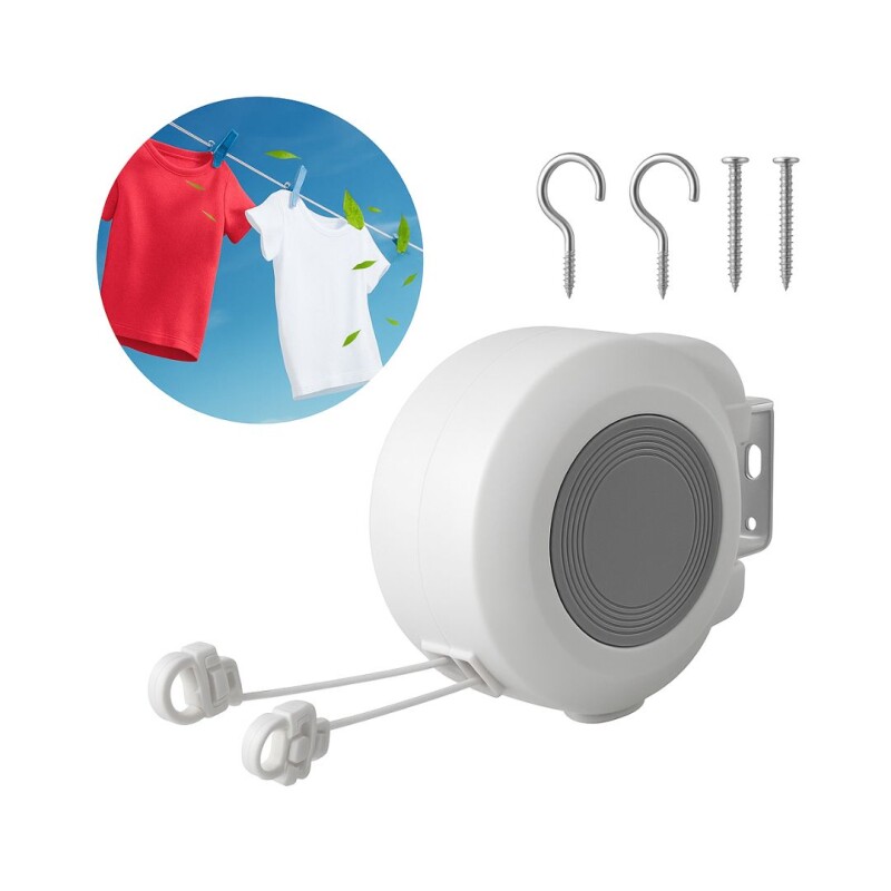 Tender De Ropa Doble Linea 13mts Tendedero D Pared Retractil Blanco Con Gris Tender De Ropa Doble Linea 13mts Tendedero D Pared Retractil Blanco Con Gris