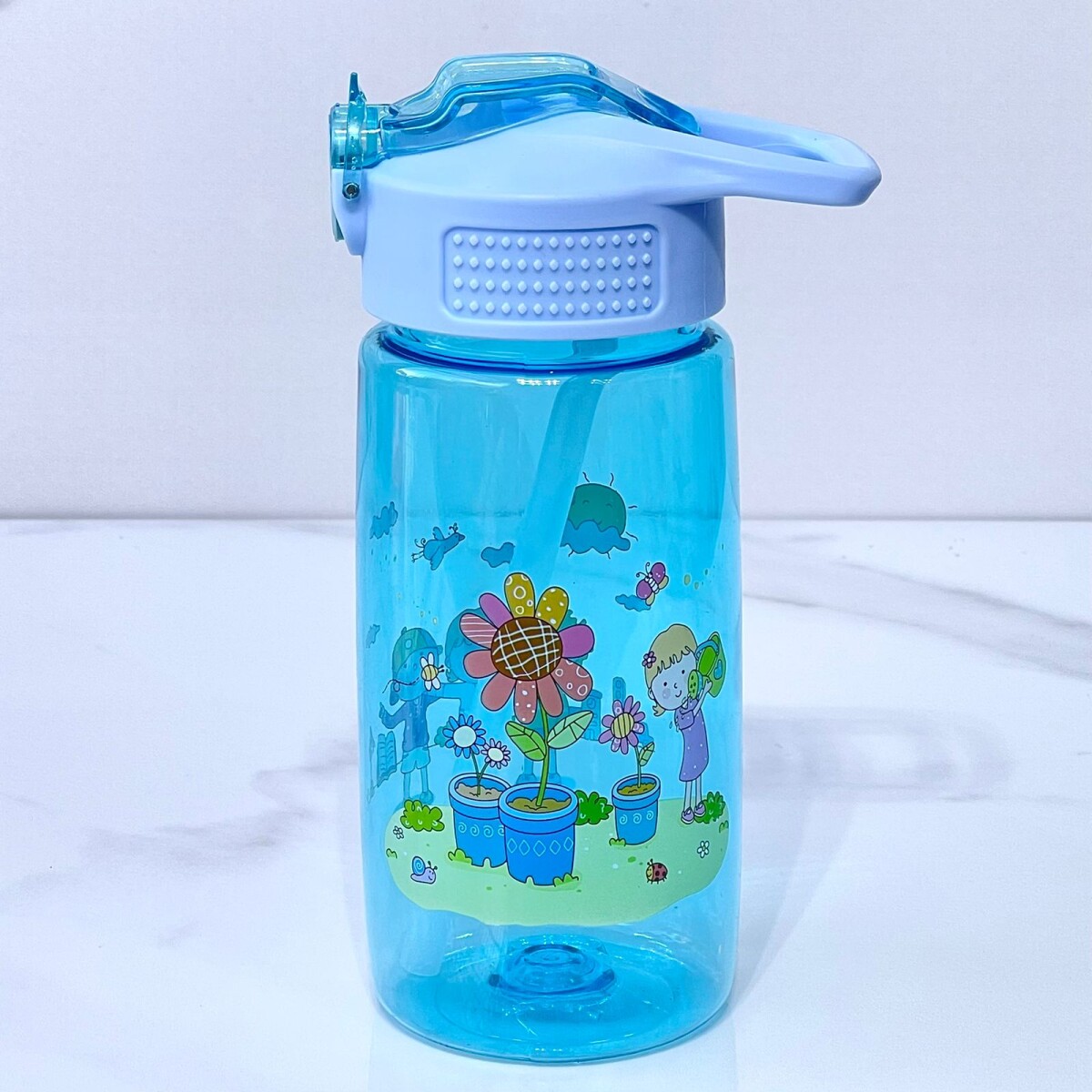 Botella Plástica Infantil Clip Con Sorbito 450ML 