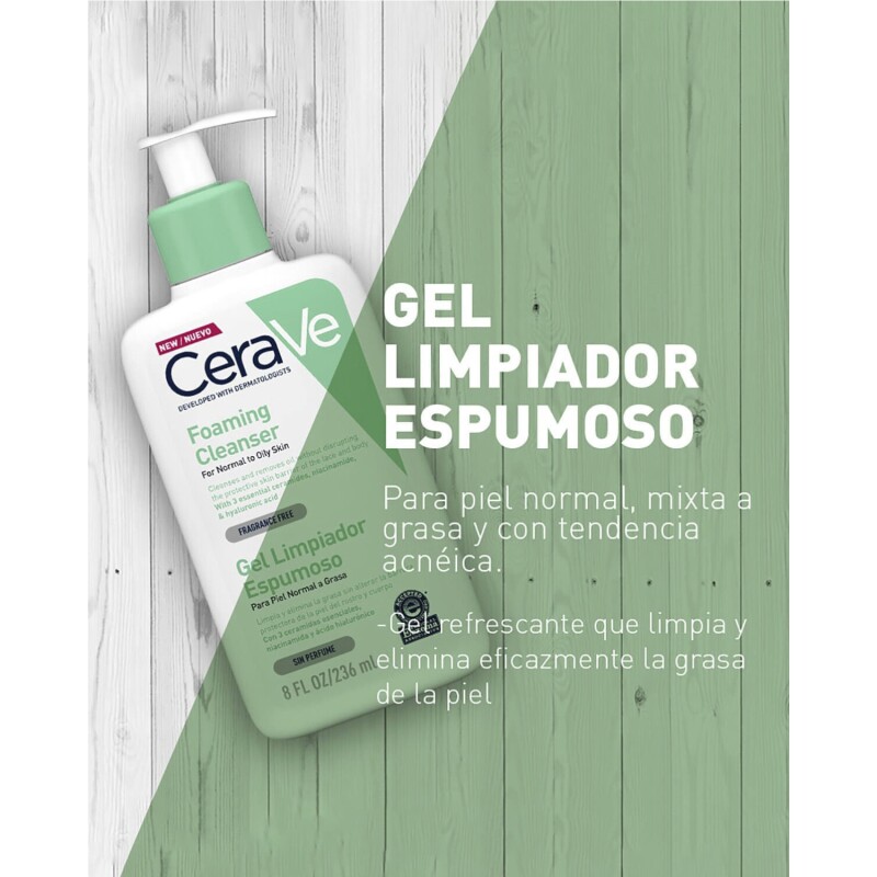 Gel limpiador espumoso de rostro y cuerpo CeraVe 473ml Gel limpiador espumoso de rostro y cuerpo CeraVe 473ml