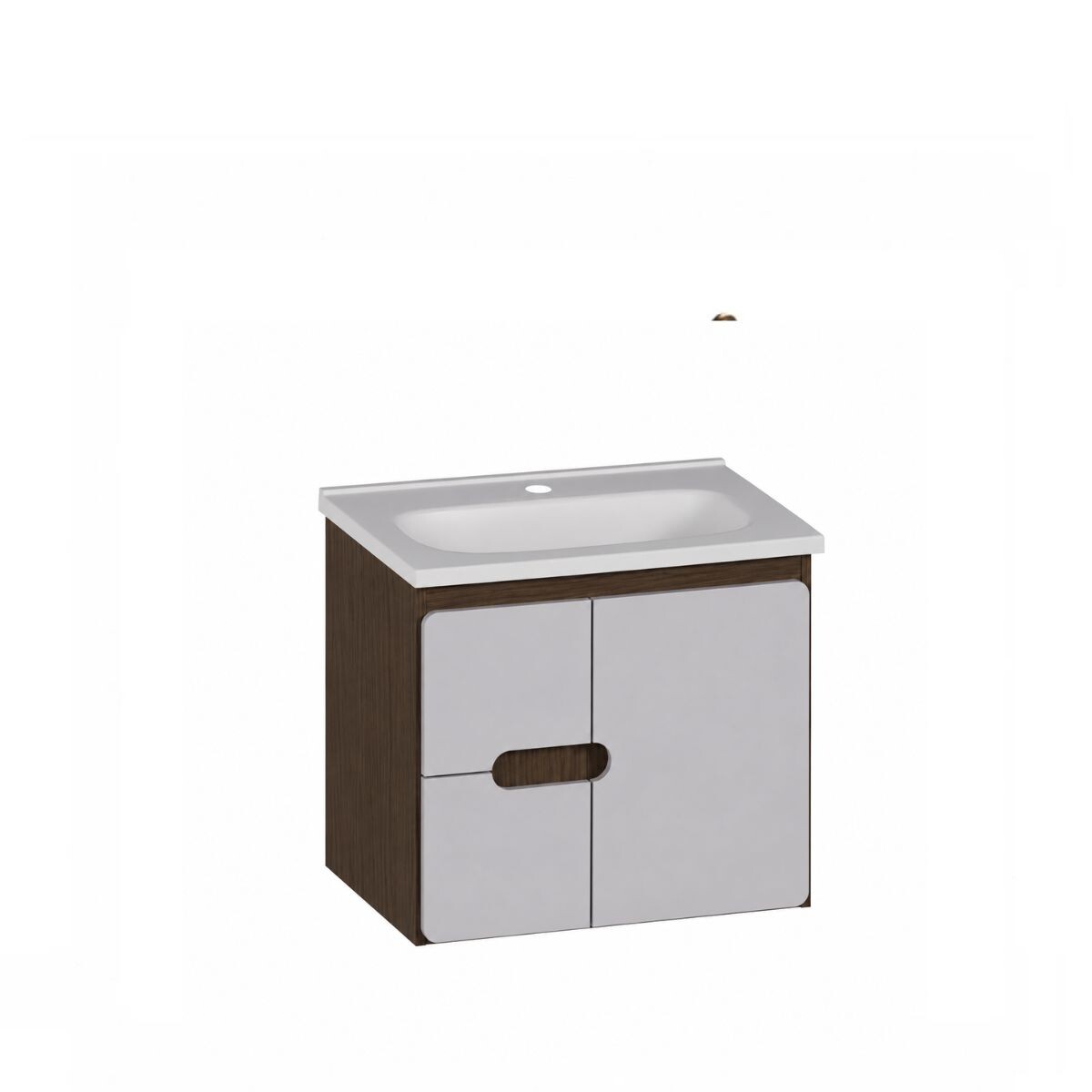 Mueble De Baño Suspendido Sarué Nogueiral/nude 60cm Con Bacha 