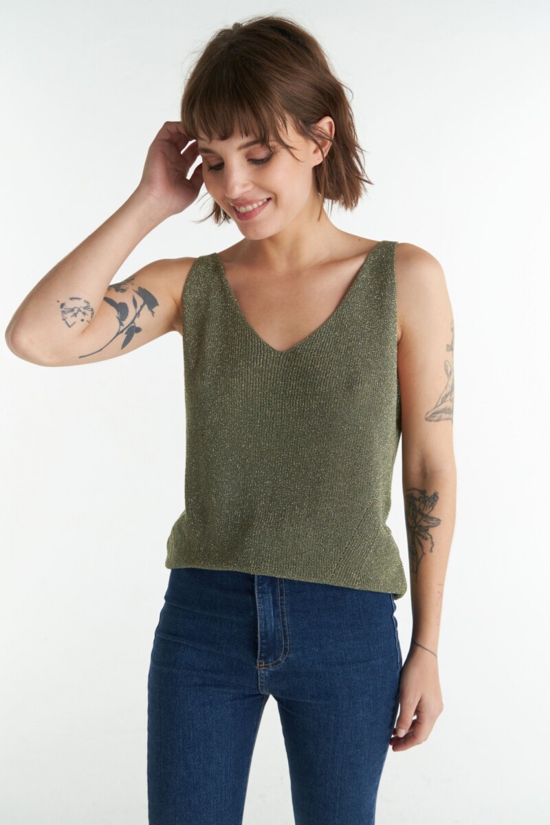 Musculosa Complice - Verde Lurex 