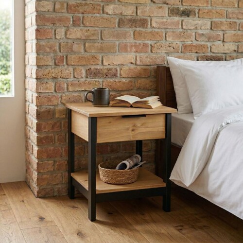 Mesa De Luz Madera - 1 Cajon - Linea Denise Mesa De Luz Madera - 1 Cajon - Linea Denise