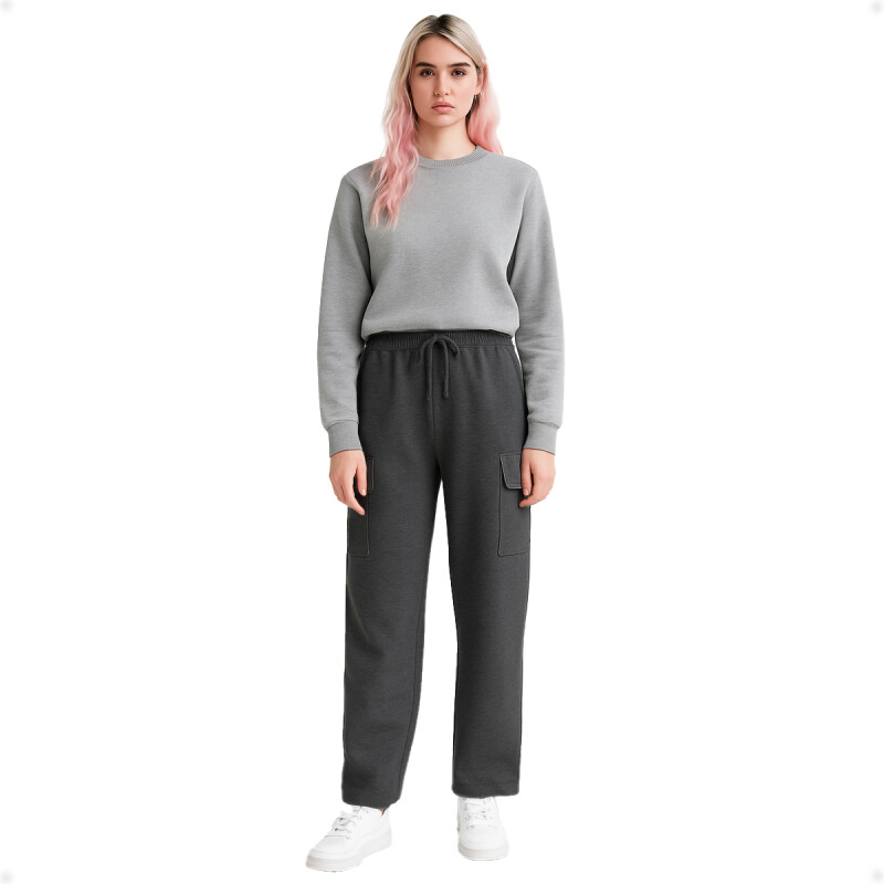 Pantalón Jogging Deportivo Tipo Cargo Gris Oscuro