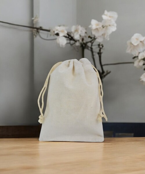 Bolsa tela algodon 10x14 cm. NATURAL