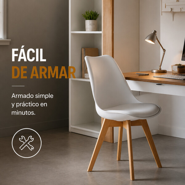 Silla Comedor ComboHome Tulip Eames Acolchada Reforzada Blanco 1