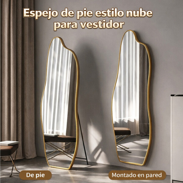 Espejo Irregular Pared Cuerpo Entero Fm02 50 X 160 Cm DORADO