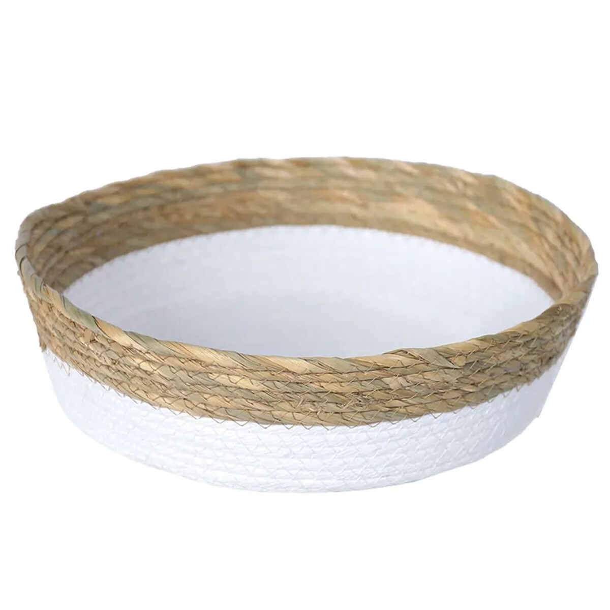 Cesto Canasto de Fibra Natural Paramount Decoración Ø35x10Cm - Blanco 