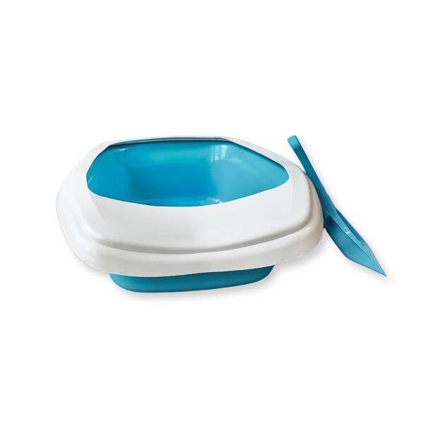 Baño Sanitario Arenero Gato Bandeja Abierto Con Pala Litera Variante Color Celeste
