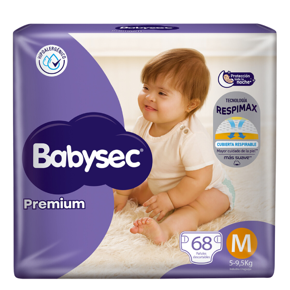 Pañales Babysec Premium M 68 Unidades 