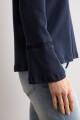 Remera manga larga con puntilla azul marino