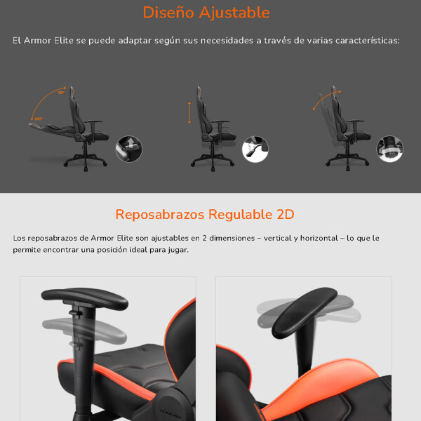 Silla Gaming Cougar Armor Elite Ergonómica NARANJA