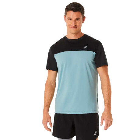 REMERA ASICS RACE SS Light Blue & Black