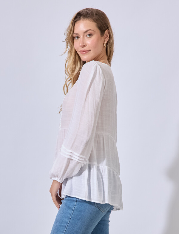 Blusa Detalle Puntilla BLANCO