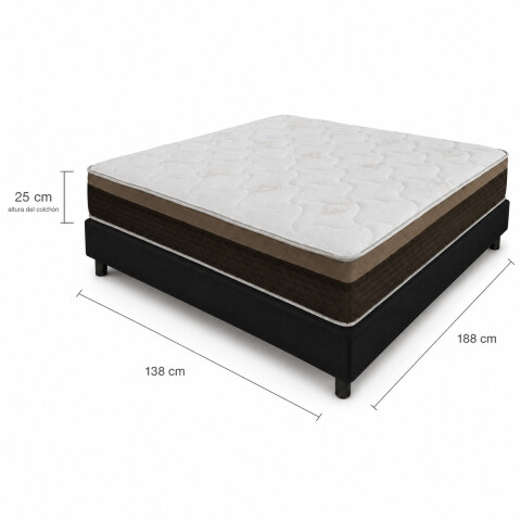 Sommier con Resortes Pocket Espuma Alta Densidad y Eurotop Soporte 130 Kg 2 Plazas 138 cm de Ancho