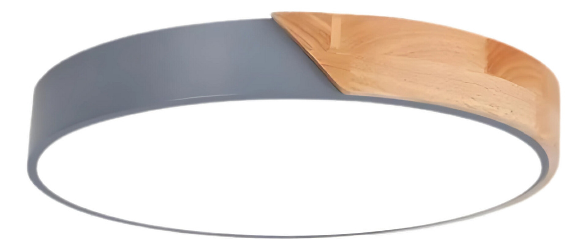 Luminaria Plafón Led 50cm Metal Y Madrera Luz Cálida - Gris 