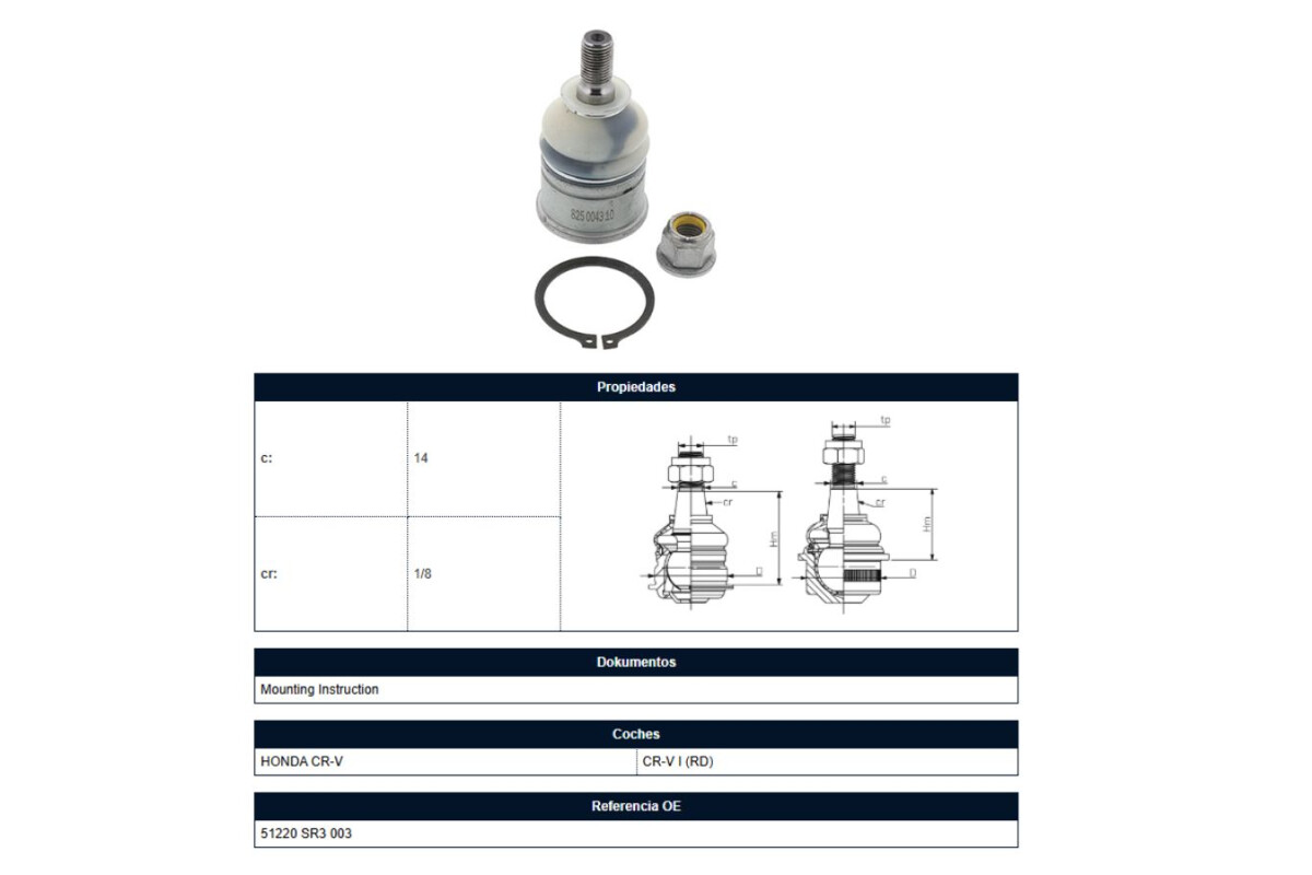Rotula Honda Crv 95-01 Der/Izq Rotula Honda Crv 95-01 Der/Izq