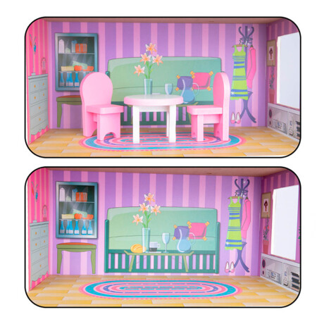 Casa Casita P/ Muñecas Grande En Madera C/ Muebles Jug007201