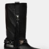 Bota Caña Media Amazonia En Cuero Liso Negro