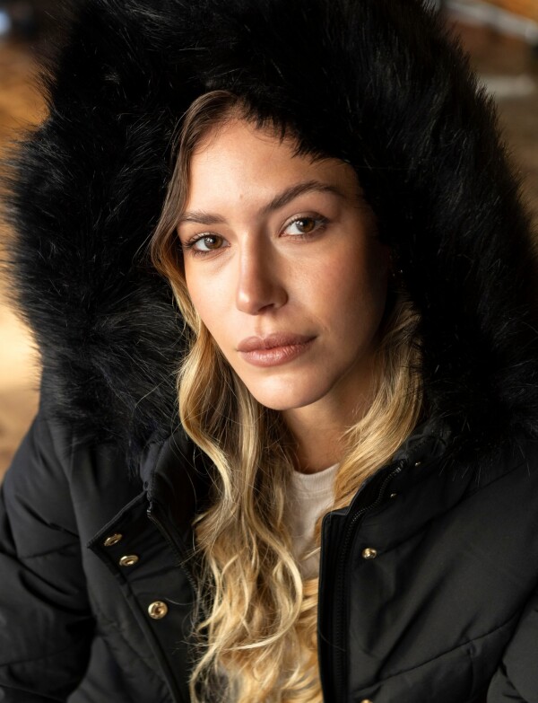 Campera Abrigo Faux Fur NEGRO